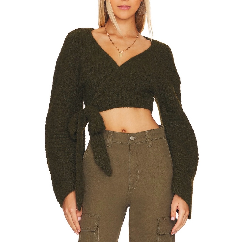 Forest green crop wrap sweater - house of Harlow 1960